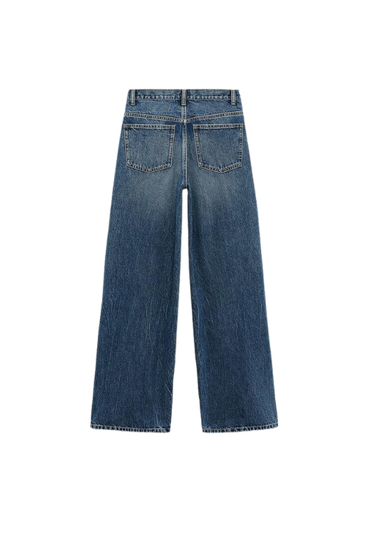 HIGH-WAIST WIDE LEG CROSSOVER JEANS