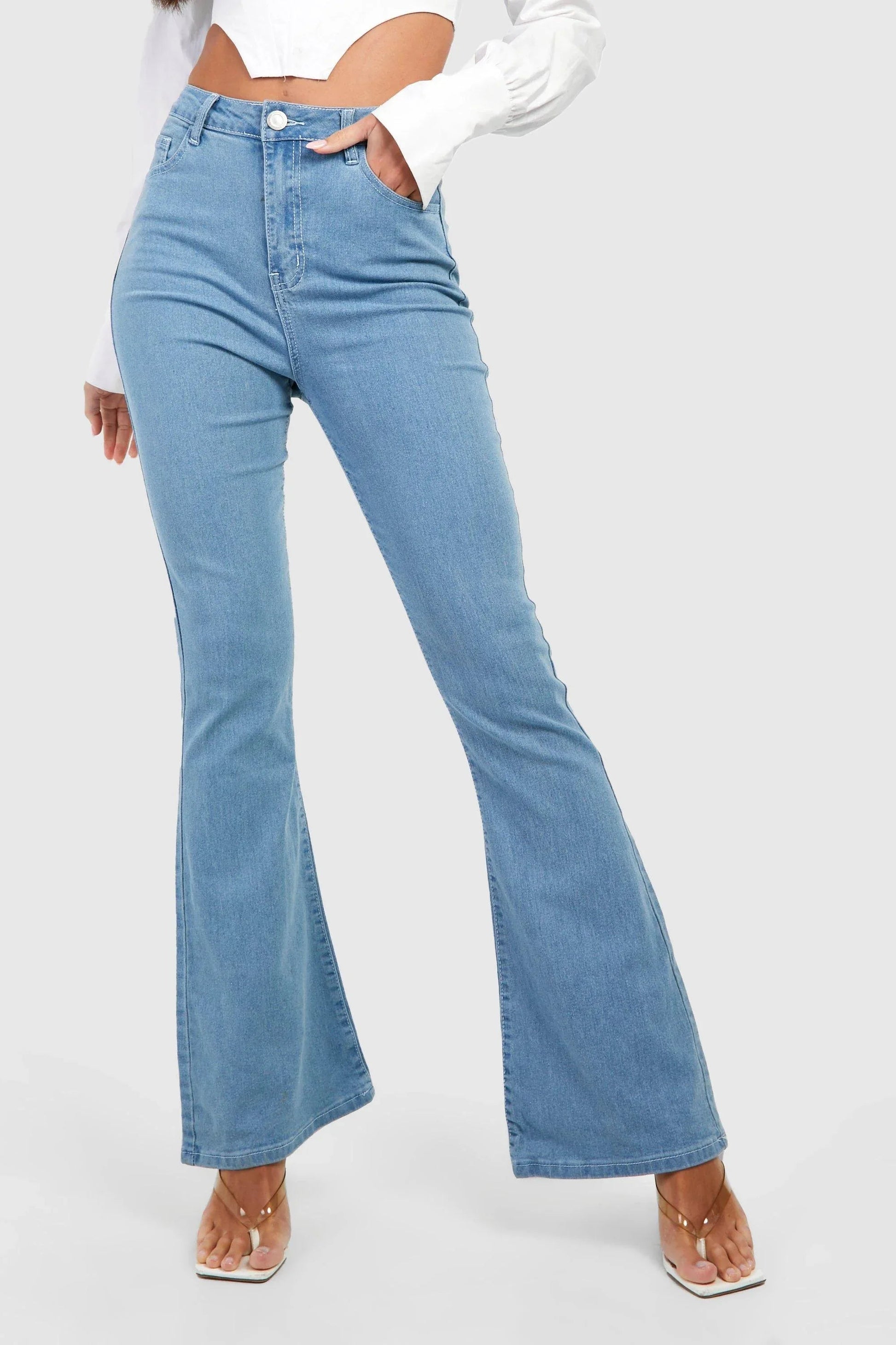 Baby Blue Bootcut Flare Jeans - UrbanClubCo.