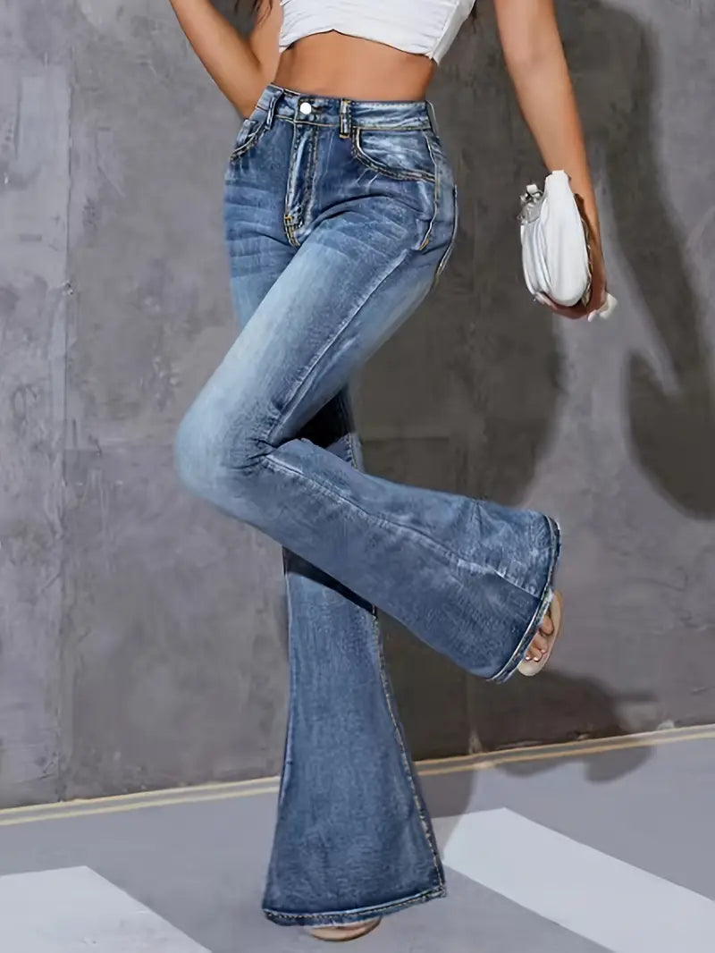 Blue Sturdy Wash Flare Bootleg Jeans