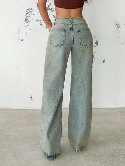 Gen X Raw Mid Rise Straight Fit Jeans