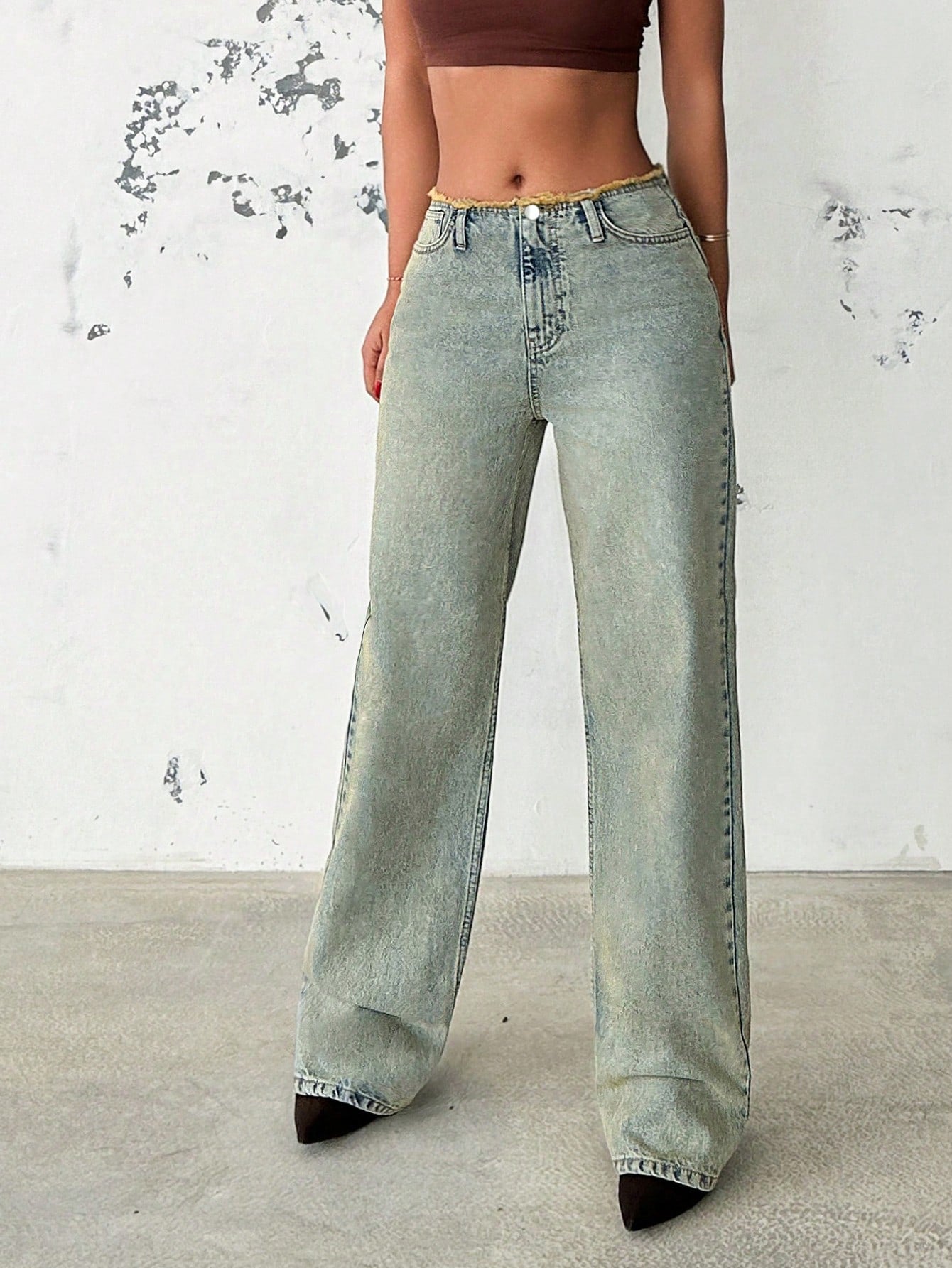 Gen X Raw Mid Rise Straight Fit Jeans