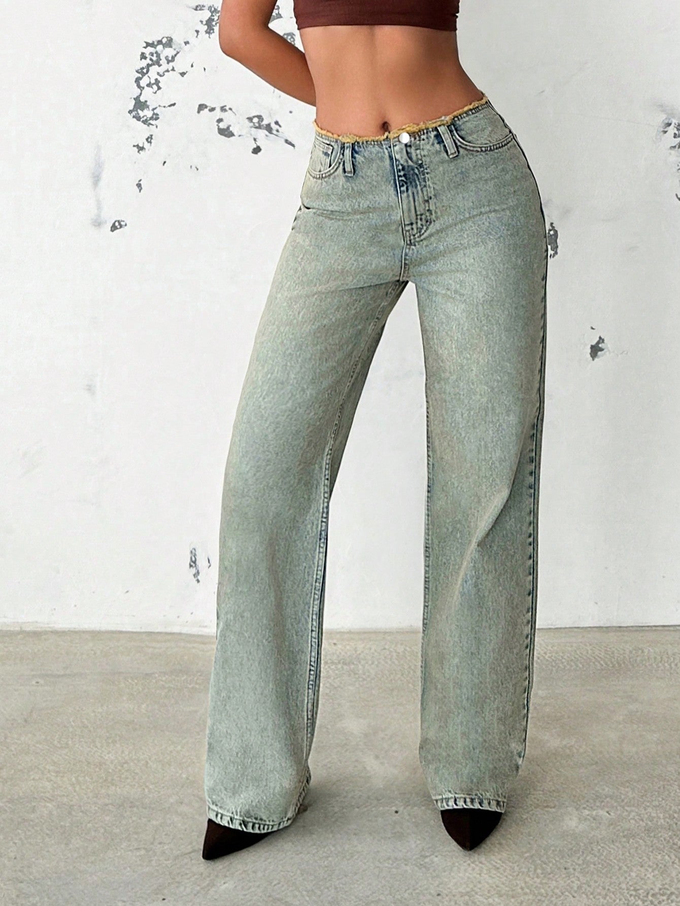 Gen X Raw Mid Rise Straight Fit Jeans