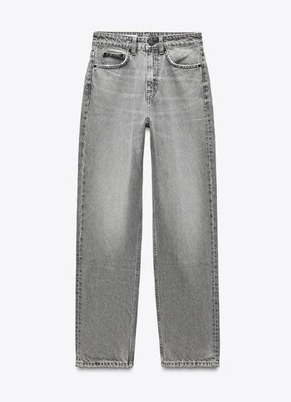 GREY MOM FIT HIGH-WAIST JEANS