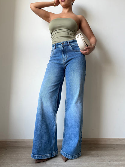 Classic Blue Wide Leg Jeans