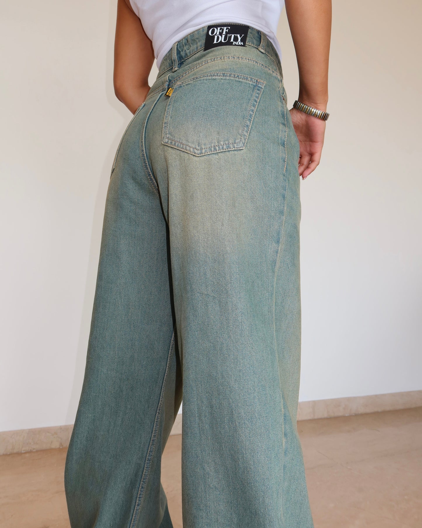 Rust Fade Baggy Wide Leg Jeans