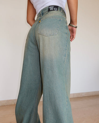 Rust Fade Baggy Wide Leg Jeans