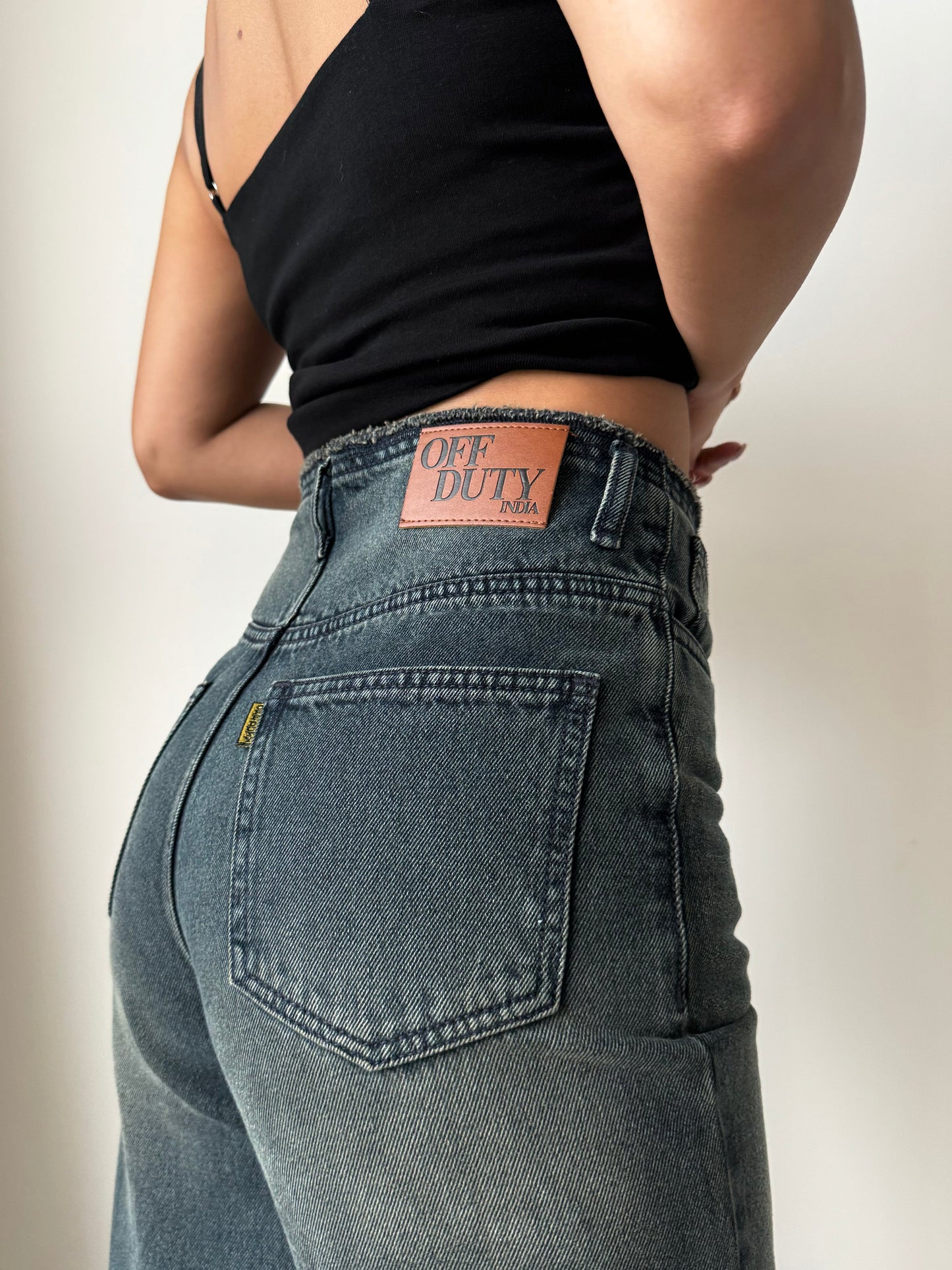 Double Button High-Waisted Denim