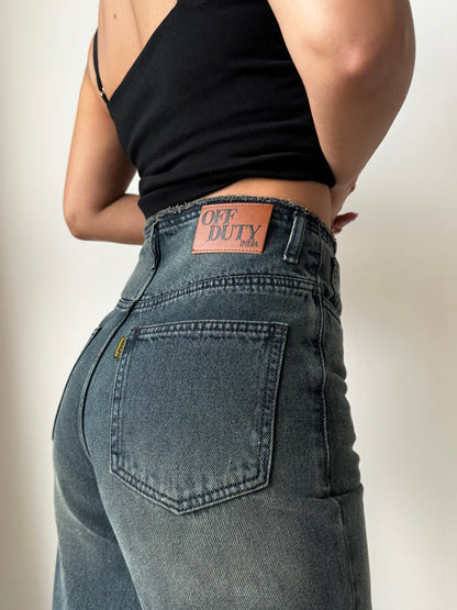 Double Button High-Waisted Denim