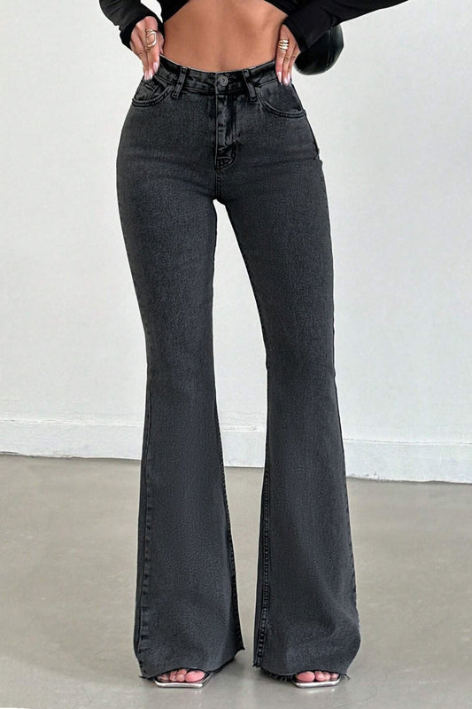 Neutral Grey Bootleg High Rise Jeans
