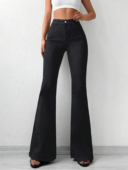 Black Bootcut Flare High Waist Jeans - UrbanClubCo.