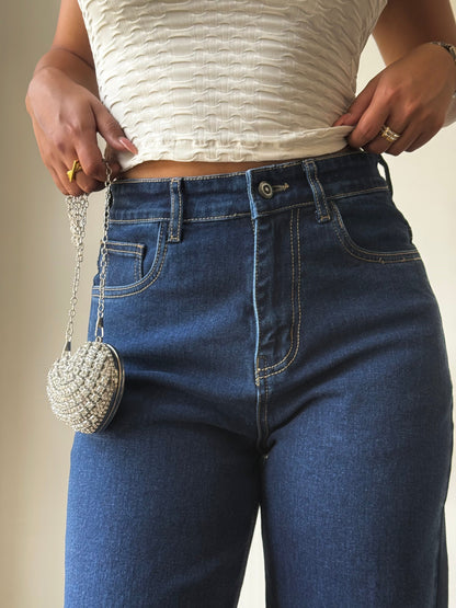 Blueberry Wide Leg High Rise Jeans