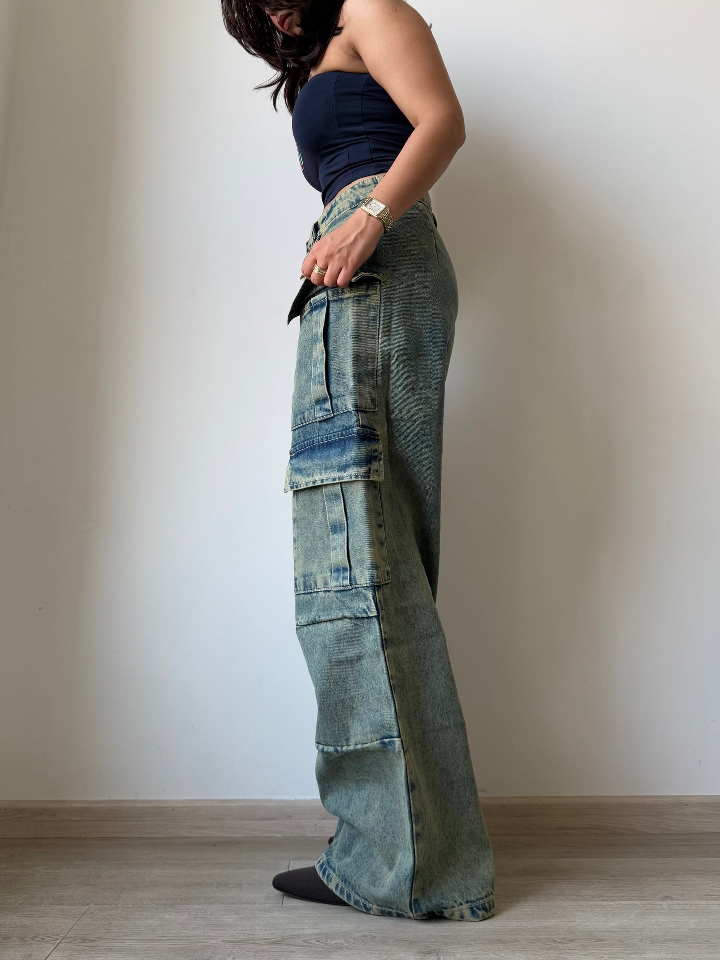 Dirty Fade Out Wash Cargo Denims