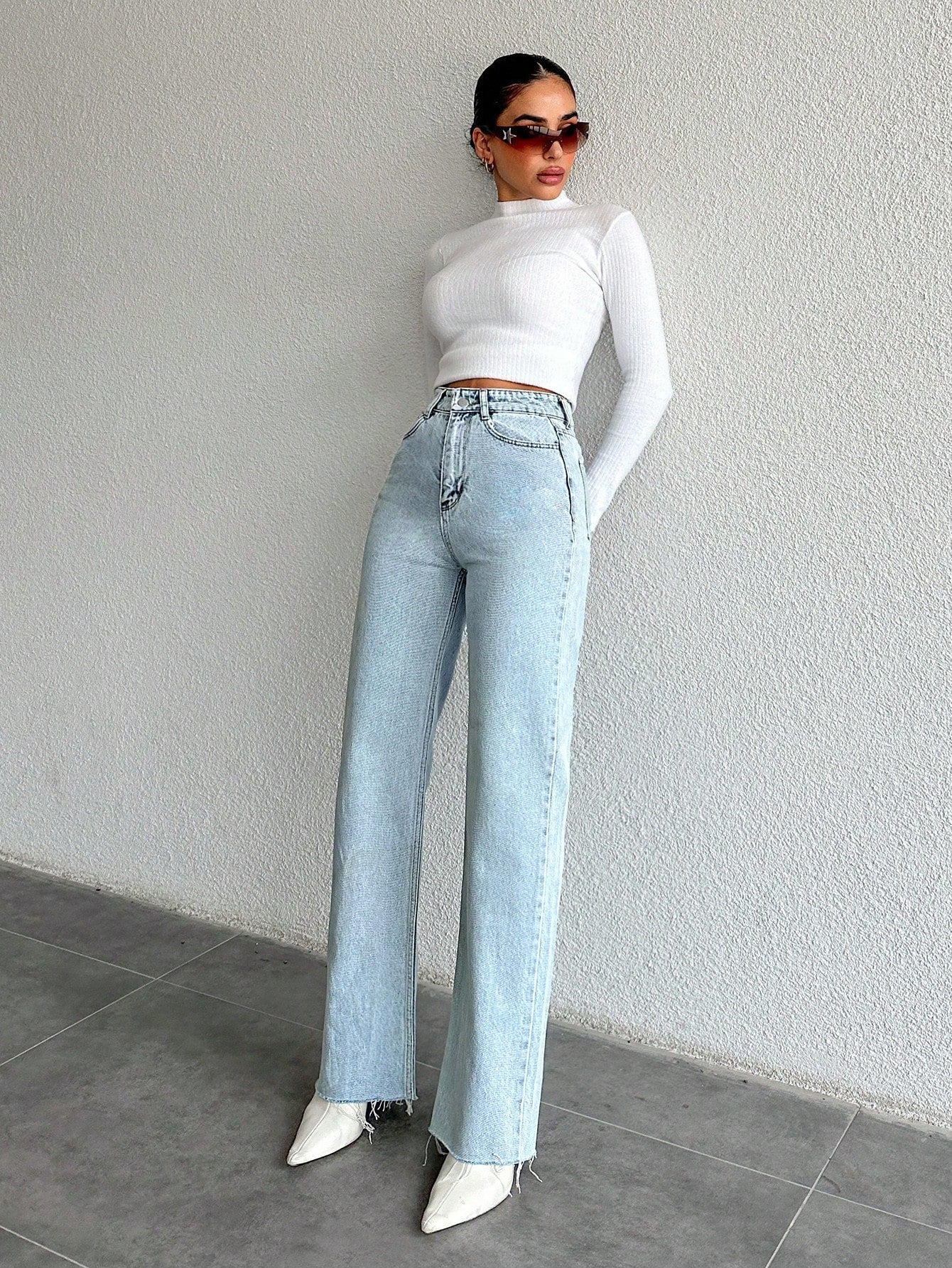 Raw Edge Tailored Straight Fit Jeans