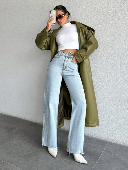 Raw Edge Tailored Straight Fit Jeans