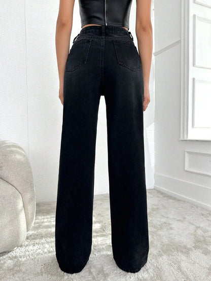 Blackish Super Rise Straight Leg Jeans