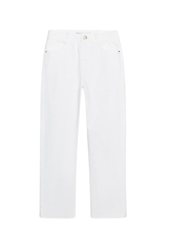 WHITE STRAIGHT-LEG HIGH-WAIST JEANS