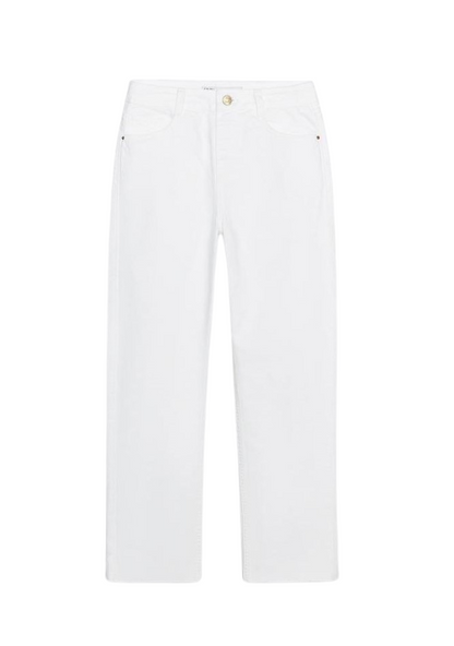 WHITE STRAIGHT-LEG HIGH-WAIST JEANS