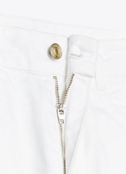 WHITE STRAIGHT-LEG HIGH-WAIST JEANS