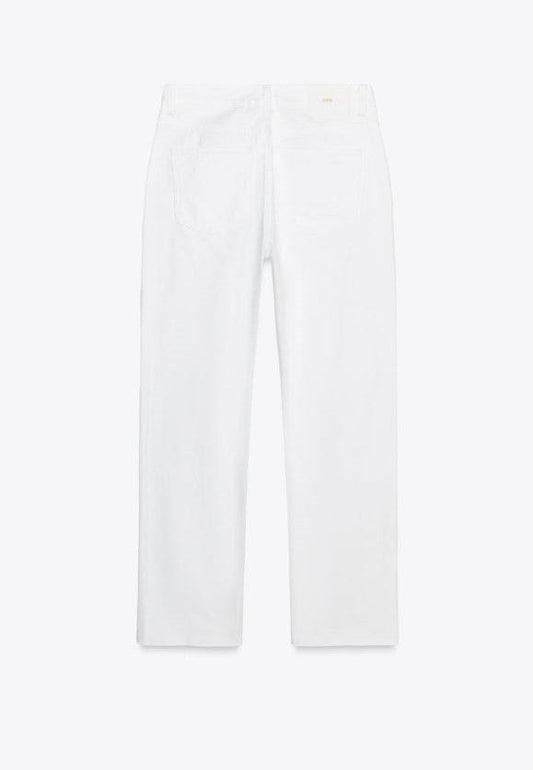 WHITE STRAIGHT-LEG HIGH-WAIST JEANS